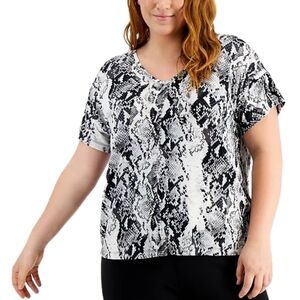 Ideology Womens Snakeskin-Print Top And Activewear Lounge Shorts, 1X